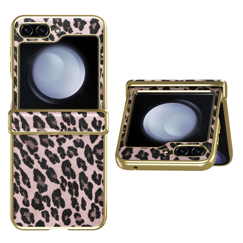 GKK pro Samsung Galaxy Z Flip5 5G pouzdro na telefon s ochranou pantů Leopardí vzor odolný proti pádu pevný kryt na telefon PC GKK pro Samsung Galaxy Z Flip5 5G pouzdro na telefon s ochranou pantů Leopardí vzor odolný proti pádu pevný kryt na telefon PC